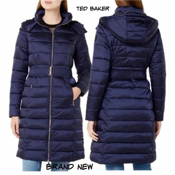 Ted Baker Jackets & Blazers - Ted Baker Aliciee Quilted Navy Belted Coat - Size 0/2 US - New with Tags